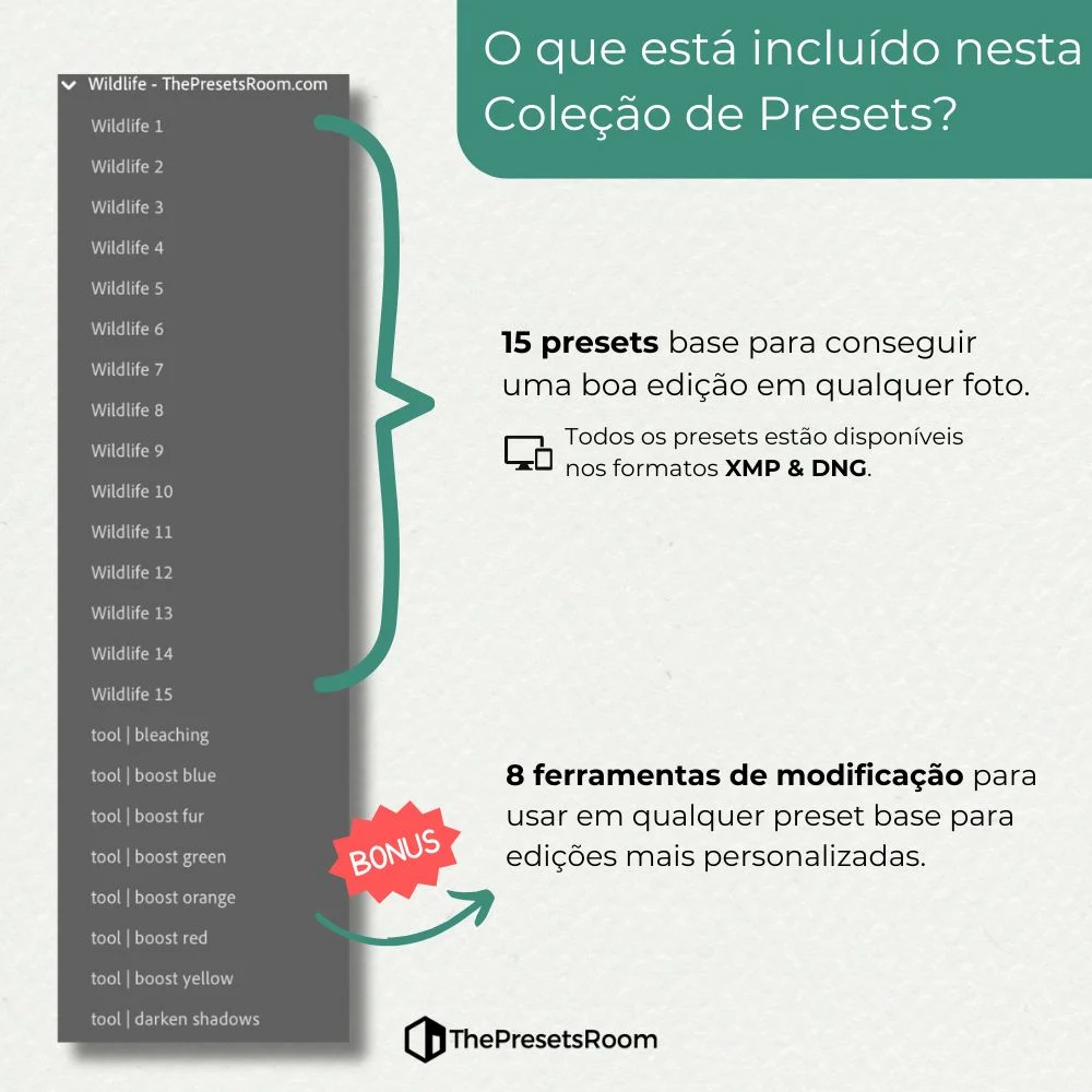Coleção de presets de vida selvagem