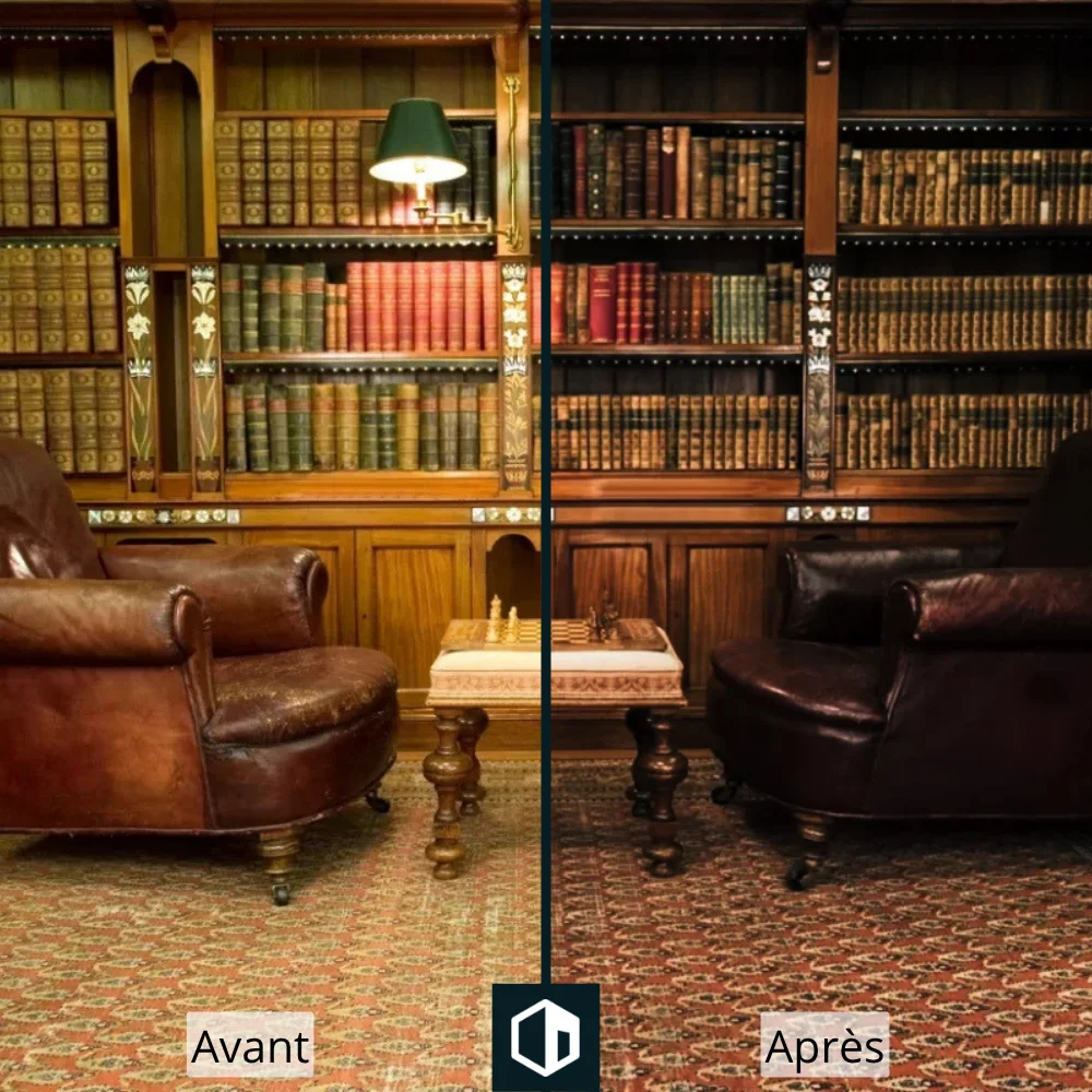 Avant et après du preset Dark Academia