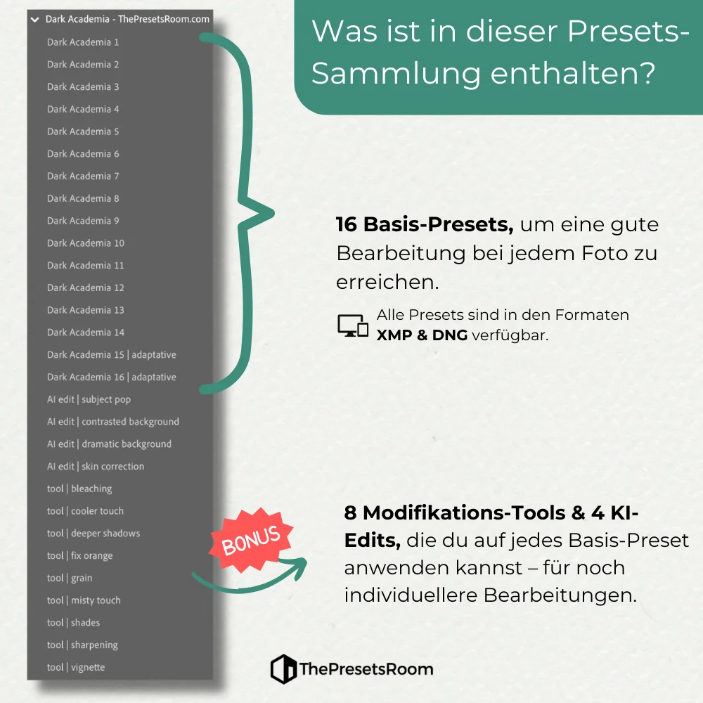 Dark-Academia-Preset-Kollektion